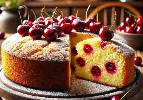 עוגת סולת בחושה עם דובדבנים (תענוג של קינוח!)