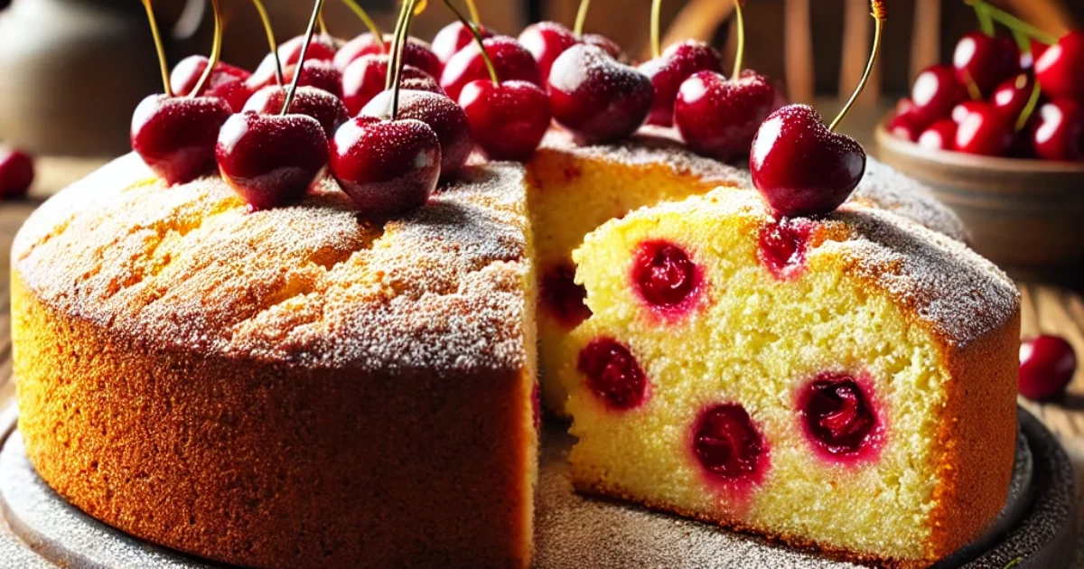 עוגת סולת בחושה עם דובדבנים (תענוג של קינוח!)