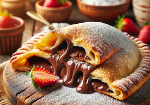 קלצונה שוקולד מושלם, זהוב ופריך בקצוות, ממולא בשוקולד נמס