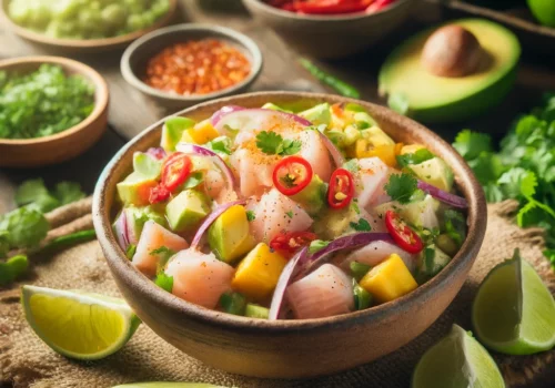 סביצ'ה אינטיאס עם אבוקדו ומנגו