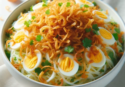 סלט ביצים עם בצל מטוגן - ללא מיונז