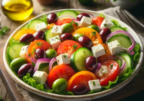 סלט יווני קלאסי אמיתי ומושלם כמו ביוון עם תיבול משגע