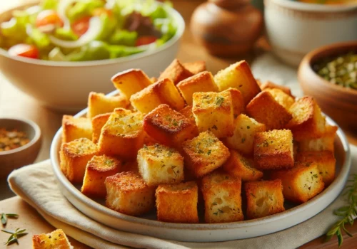 קרוטונים ביתיים מדהימים אפויים בתנור לסלט או למרק