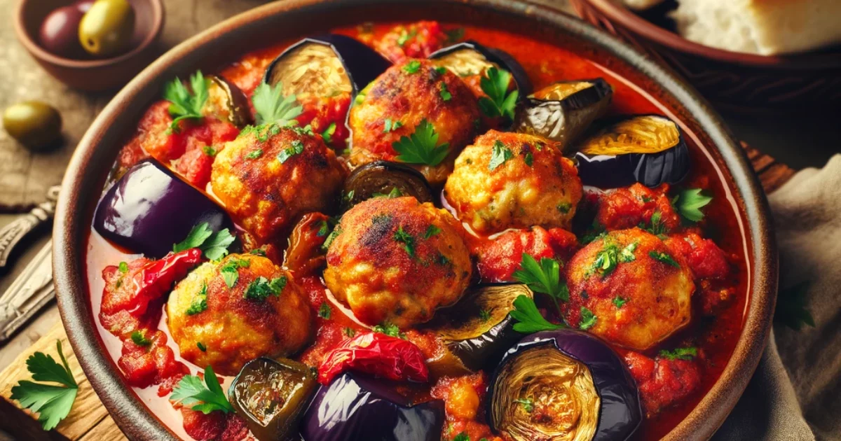 מטבוחה חצילים וקציצות עוף