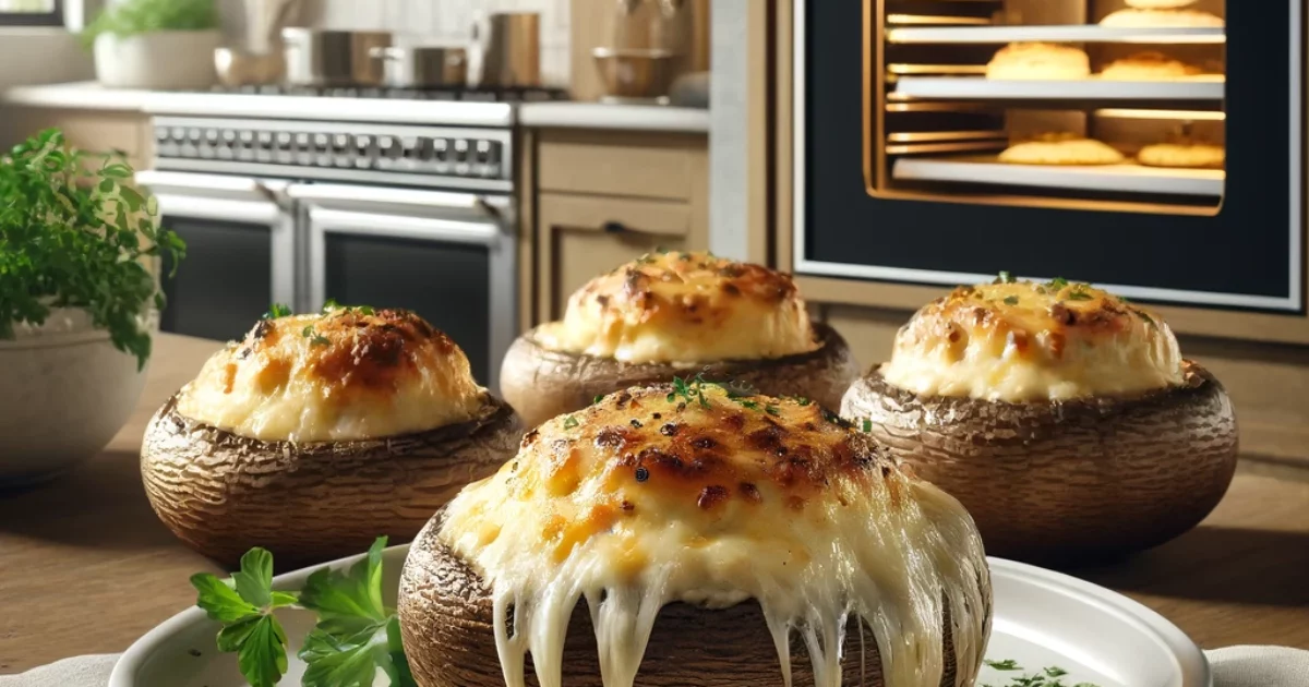 פטריות פורטבלו ממולאות גבינה בתנור