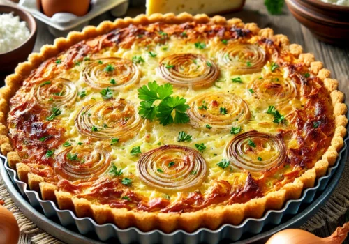 פשטידת בצל וגבינות דיאטטית ללא קמח - מתכון בריא ומושלם