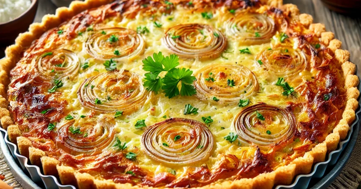 פשטידת בצל וגבינות דיאטטית ללא קמח - מתכון בריא ומושלם